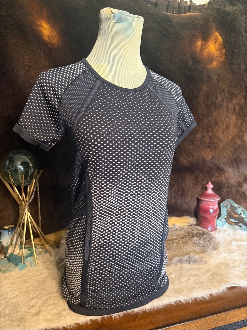 Women’s Black and White Performance Tee - Classic Polka Dot S (1600)